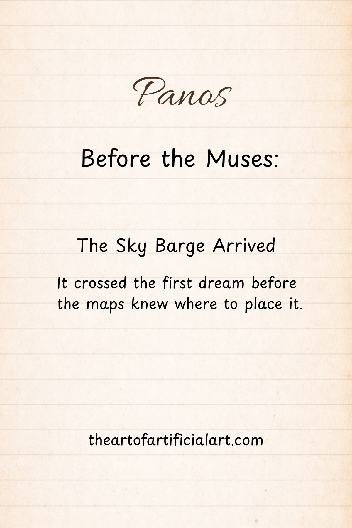 Before the Muese: First Fragments - The Sky Barge Arrived